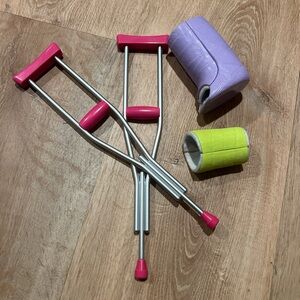 American Girl Pink and Purple Crutches Set
